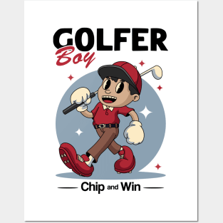 Funny Golfer Boy Posters and Art